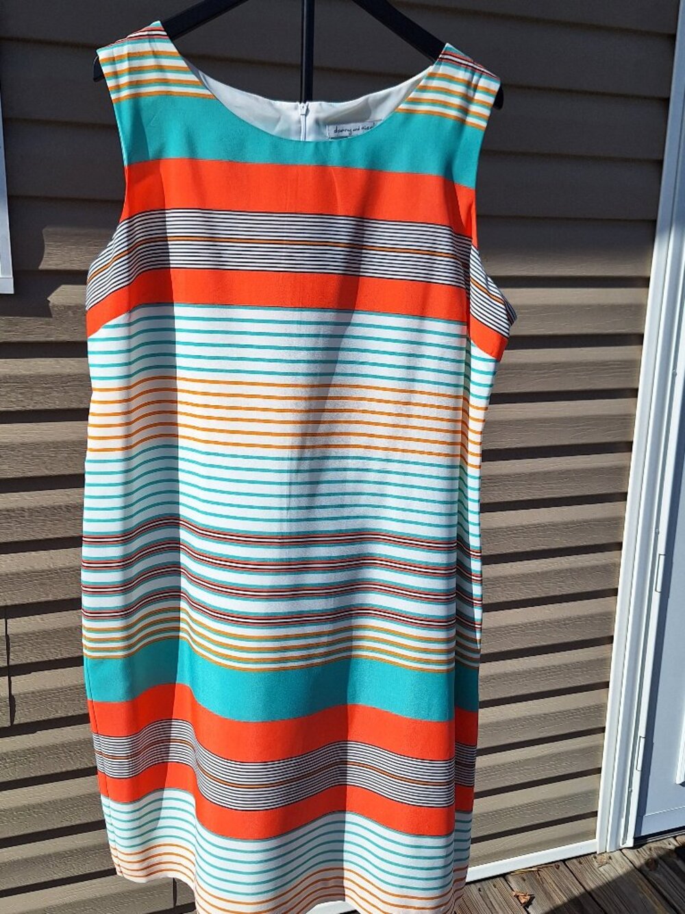 70's Inspired Striped Shift Dress Sz 18